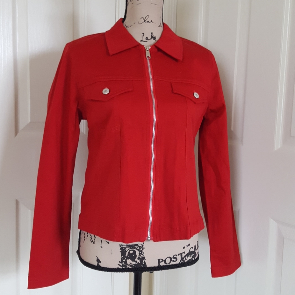 JONES NEW YORK  S Red Stretch denim jacket
